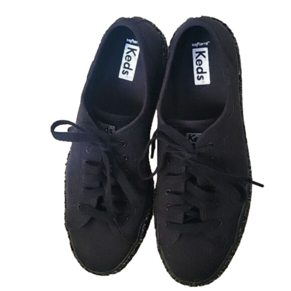 Black dazzle keds platform tennis shoes sneakers 8.5 - Picture 2 of 9